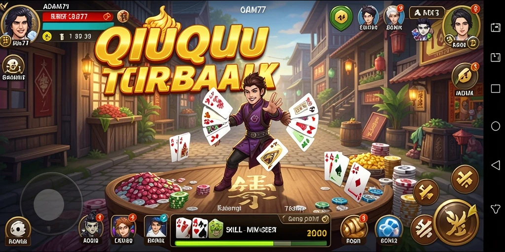 Screenshot gameplay QiuQiu ADAM77 yang menegangkan dan penuh strategi.