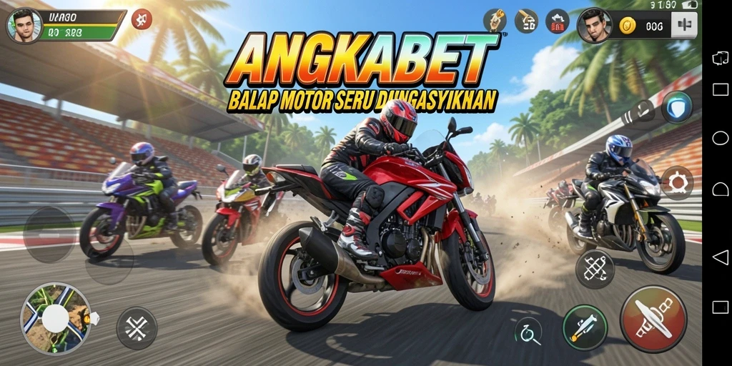 Gameplay seru balap motor di ANGKABET dengan lintasan beragam.