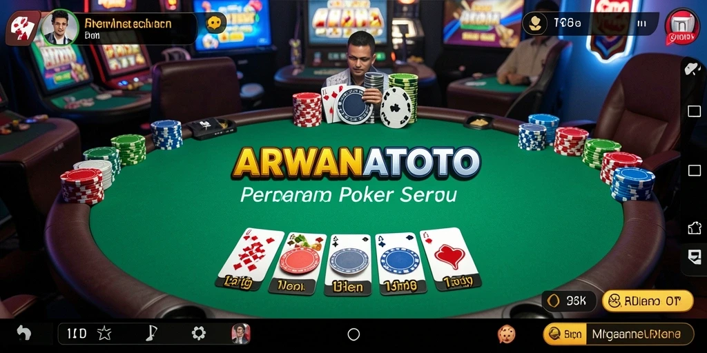 Tampilan gameplay Poker yang mendebarkan di ARWANATOTO.