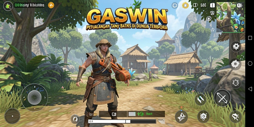 Tangkapan layar GASWIN yang menunjukkan kebebasan mengeksplorasi dunia terbuka.