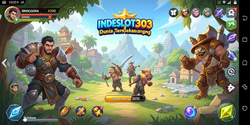 Screenshot gameplay INDESLOT303 yang menampilkan eksplorasi dunia terbuka.