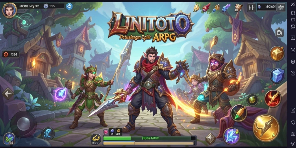 Tangkapan layar utama LINITOTO menampilkan aksi pertempuran mendebarkan di dunia ARPG.
