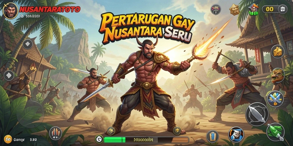 Screenshot gameplay NUSANTARATOTO menunjukkan pertarungan yang intens dan karakter yang dinamis.