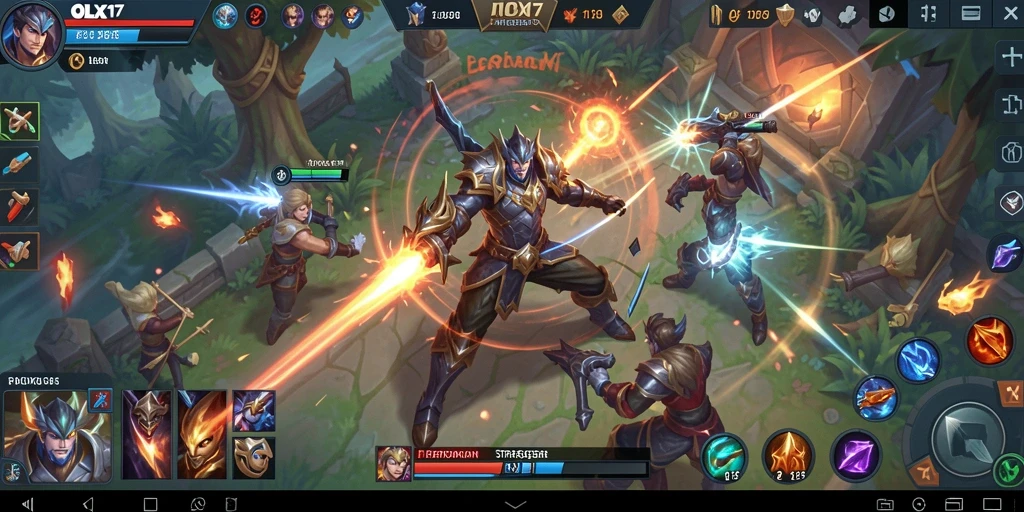 Tampilan aksi seru dalam game MOBA OLX17.