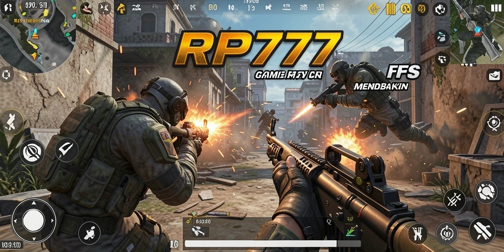 Tangkapan layar menampilkan aksi menembak intens di RP777.