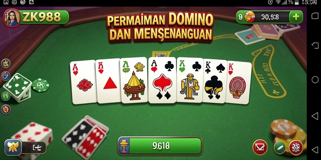 Screenshot gameplay ZK988 yang menampilkan suasana permainan Domino yang seru.